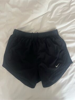 Nike Women's Black Athletic Running Shorts with White Swoosh